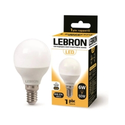 LED лампа LEBRON L-G45, 6W, 220V, Е14, 4100K, 480Lm