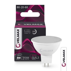 LED ЛАМПА VELMAX V-MR16, 8W, GU5.3, 4100K, 720LM