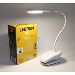 Настільна LED лампа акумуляторна з кліпсою Lebron L-TL-L-Clip-46 з нічником 5W 4100К біла