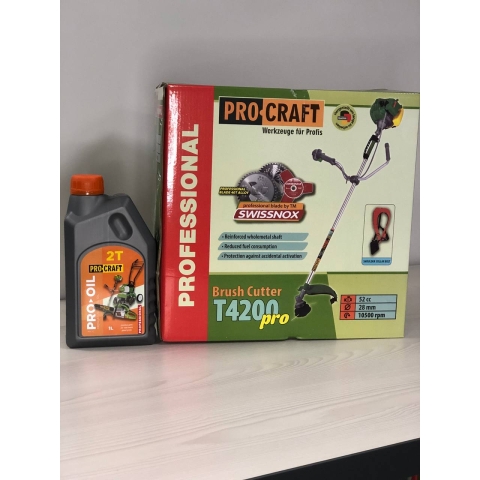 Бензокоса Procraft T-4200 Pro New (3 ножі + 1 шпуля + мастило 1л 2Т) легкий старт