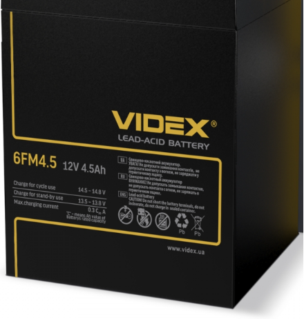 Акумулятор Videx 12V/4.5Ah свинцево-кислотний 6FM4.5 