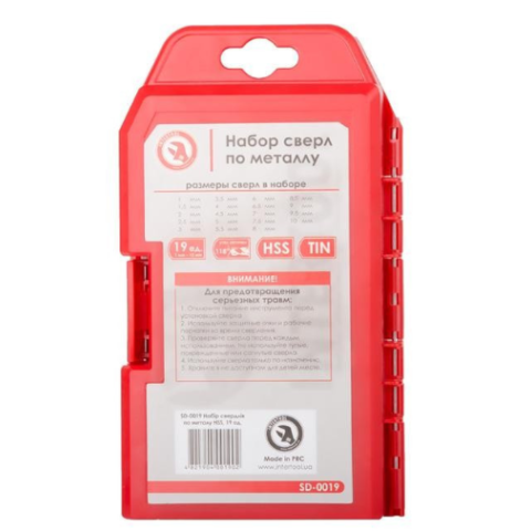 Набір свердел по металу INTERTOOL SD-0019 HSS