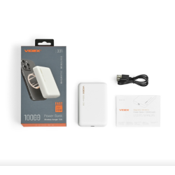 Повербанк з бездротовою зарядкою 10000mAh VIDEX VPB-331 PD20W Білий