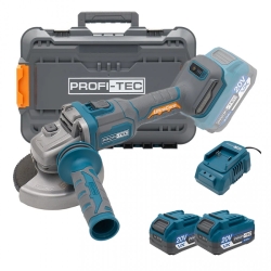 Акумуляторна кутова шліфувальна машина PROFI-TEC PPGA203 UltraCore (2×PT2040VX (4.0 Аг), зарядний пристрій)